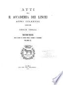 Memorie della Classe di scienze morali, storiche e filologiche
