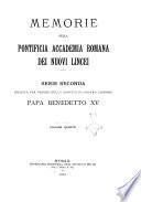 Memorie della Pontificia accademia romana dei nuovi Lincei
