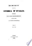 Memorie della storia d'Italia considerata nei suoi monumenti. [With plates.]