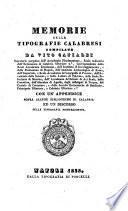 Memorie delle Tipografie Calabresi (etc.)