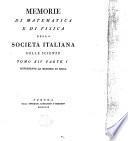 Memorie di matematica e di fisica della Società italiana delle scienze