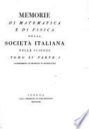 Memorie Di Matematica E Di Fisica Della Società Italiana Delle Scienze