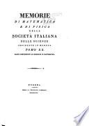 Memorie di matematica e di fisica della Società italiana delle scienze