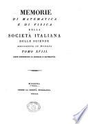 Memorie di matematica e di fisica della Società italiana delle scienze