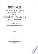 Memorie Di Matematica E Di Fisica Della Società Italiana Delle Scienze