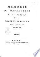 Memorie di matematica e di fisica della Società italiana delle scienze