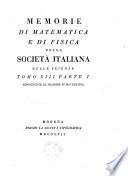 Memorie di matematica e di fisica della Società italiana delle scienze
