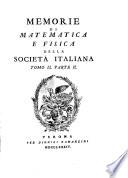 Memorie Di Matematica E Di Fisica Della Società Italiana Delle Scienze