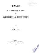 Memorie di matematica e di fisica della Società italiana delle scienze