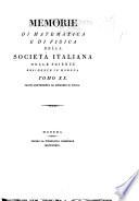 Memorie di matematica e di fisica della Società italiana delle scienze