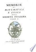 Memorie Di Matematica E Di Fisica Della Società Italiana Delle Scienze