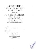 Memorie di matematica e di fisica della Società italiana delle scienze