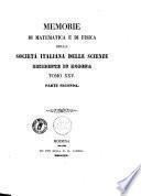 Memorie di Matematica e di Fisica Della Societa Italiana Delle Scienze Residente in Modena