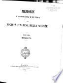Memorie di matematica e di scienze fisiche e naturali della Società italiana delle scienze (detta dei XL) ...