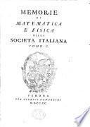 Memorie di matematica e fisica della Societa italiana