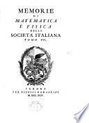 Memorie di matematica e fisica della Societa italiana
