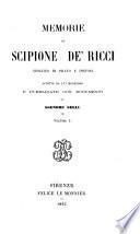 Memorie di Scipione de' Ricci, vescovo di Prato e Pistoia