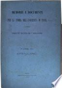 Memorie e documenti per la storia dell'Università di Pavia