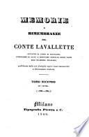 Memorie e rimembranze del conte Lavallette aiutante di campo di Napoleone, consigliere di Stato e direttore generale delle poste dell'ex-impero francese