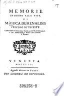 Memorie intorno alla vita di M. Luca de Renaldis vescovo di Trieste etc