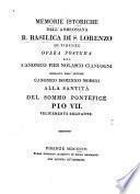 Memorie istoriche dell'Ambrosiana r. basilica di S.Lorenzo di Firenze