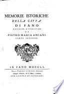 Memorie istoriche della città di Fano