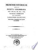 Memorie istoriche della Società Colombaria degli anni 1800, 1801, 1802 e 1803, raccolte e pubblicate dal dottore Lorenzo Cantini