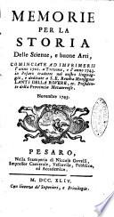 Memorie per la storia delle scienze e belle arti, cominciate ad imprimersi l'anno 1701 a Trevoux ...