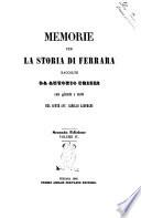 Memorie per la storia di Ferrara raccolte da Antonio Frizzi