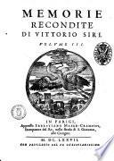 Memorie recondite dall'anno 1601. fino al 1640. Di Vittorio Siri. Volume primo [-ottavo]