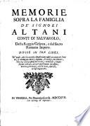 Memorie sopra la famiglia de'signori Altani conti di Salvarolo