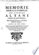 Memorie sopra la famiglia de'signori Altani