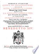 Memorie storiche, civili ed ecclesiastiche, della citta e dio cesi di Larino metropoli degli antichi Frontani. divise in 5 libri e sua appendice