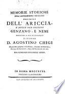 Memorie storiche dell'antichissimo municipio ora terra dell'Ariccia, e delle sue colonie Genzano, e Nemi