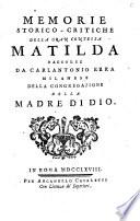 Memorie storico-critiche della gran contessa Matilda