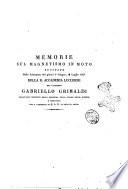 Memorie sul magnetismo in moto recitate nelle adunanze dei giorni 9 giugno, 5 luglio 1827 della R. Accademia lucchese dal cavaliere Gabriello Grimaldi ..