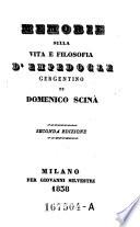 Memorie Sulla Vita E Filosofia D'Empedocle Gergentino Di Domenico Scinà