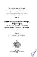 Métalangage et terminologie linguistique