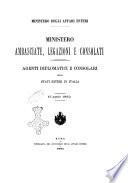 Ministero, ambasciate, legazioni e consolati, agenti diplomatici e consolari degli Stati esteri in Italia