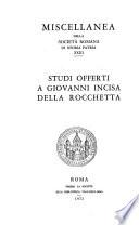 Miscellanea della R. Società romana di storia patria