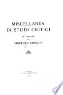 Miscellanea di studi critici in onore