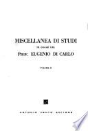 Miscellanea di studi in onore del Prof. Eugenio di Carlo