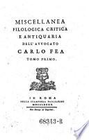 Miscellanea filologica, critica e antiquaria