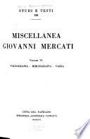 Miscellanea Giovanni Mercati