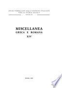 Miscellanea Greca e Romana
