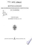 Mitteilungen des Kunsthistorischen Institutes in Florenz