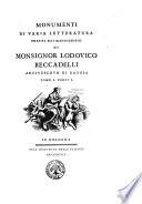 Monumenti di varia letteratura tratti dai manoscritti di monsignor Lodouico Beccadelli ... Tomo 1. [-2.]