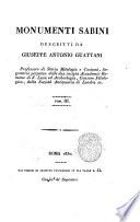 Monumenti sabini descritti da Giuseppe Antonio Guattani ... Tomo 1.[-3.]