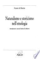 Naturalismo e storicismo nell'etnologia