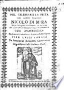 Nel celebrarsi la festa del santo vescouo Nicolo di Mira nella Collegiata di S. Venanzo di Camerino da i studenti eella [!] scuola del commune oda anacrostica dedicata all'illustrissimo, e reuerendiss. monsignore Pier Luigi Carafa de prencipi di Beluedere, gouernatore dignissimo della sudetta città
